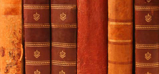 spines of old, leather bound books
