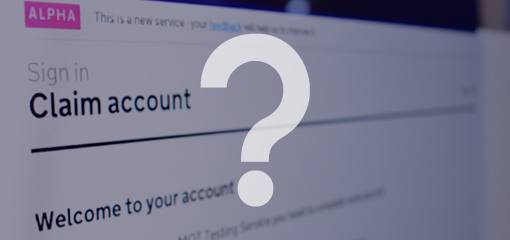 Question mark over page to sign into your account