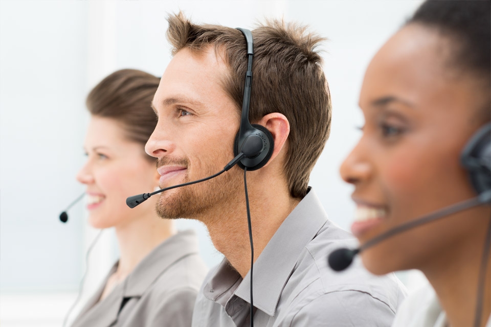 Contact centre staff answering calls