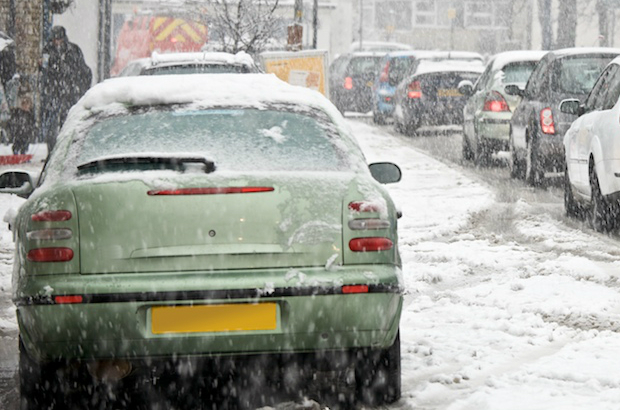 Parked cars in snow