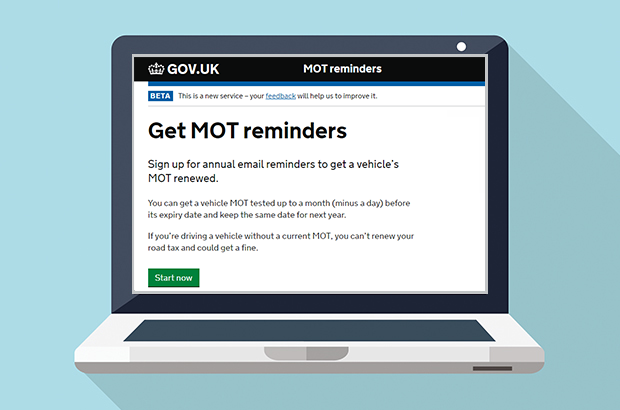 Get MOT reminders screen on computer