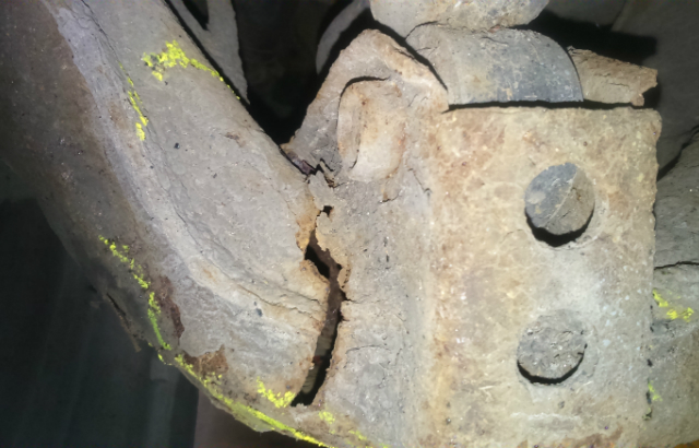 Corroded axle