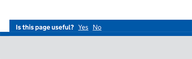 a screenshot showing a section of a GOV.UK where you are asked if the page is useful.