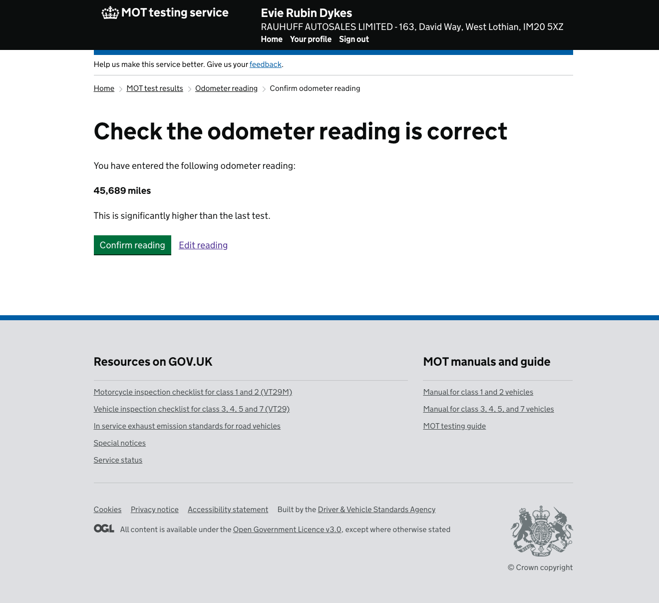 Improving mileage recording errors in the mot testing service matters